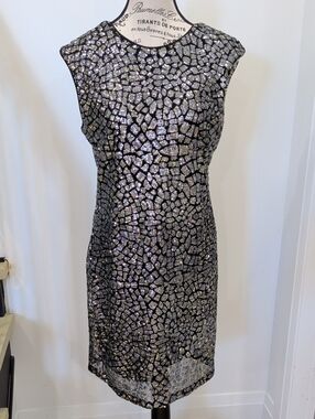 H&M |  Women's Black/Silver Conscious Sequin Sleeveless Midi Dress